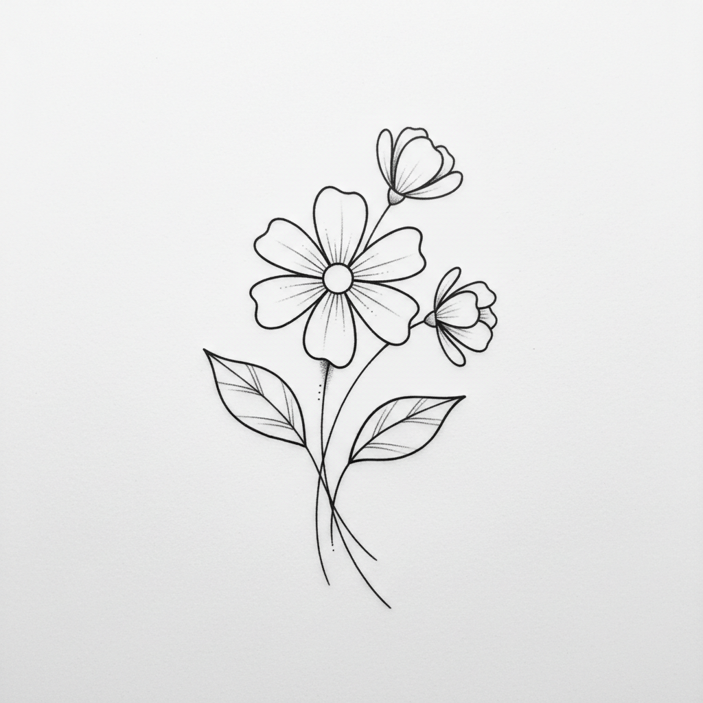 minimalist tattoo design: flowers